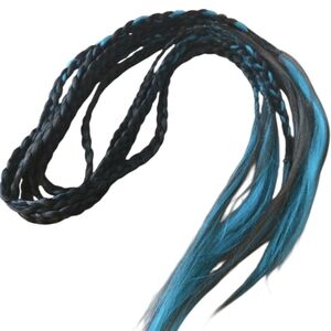 Black Braided Hair Extensions w/ Blue Accents Bohemian Blue Black Blond Hair #9